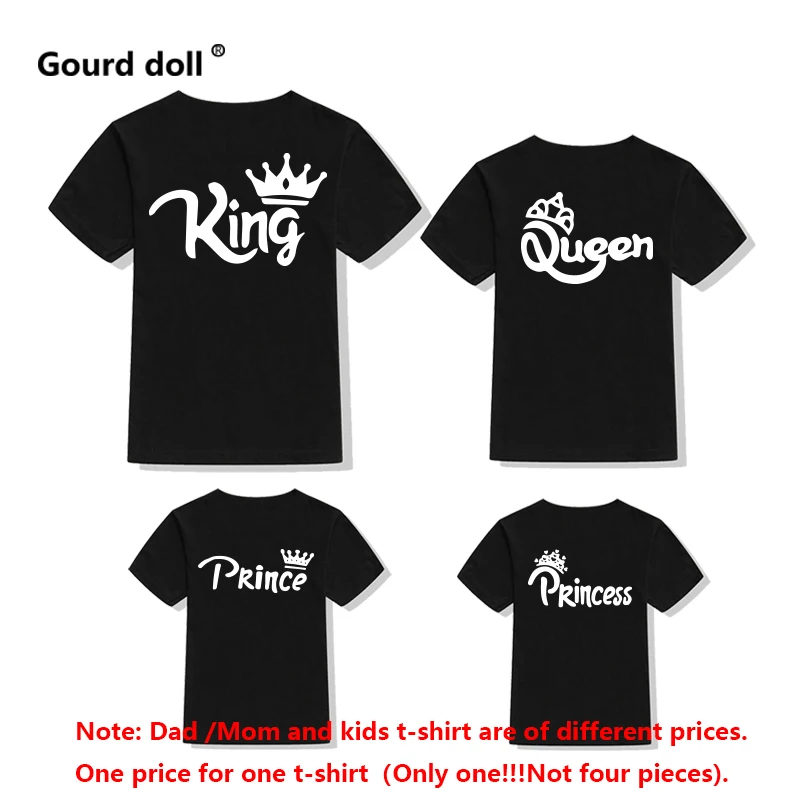 Cotton T-shirt family matching clothing kawaii Queen Princess Prince father mother daughter matching family look tshirt outfits