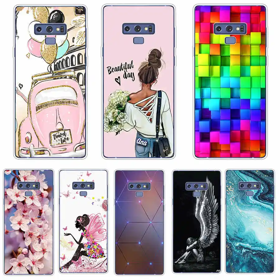 Case For Samsung Galaxy Note 9 phone back Cover For Samsung Note 9 Silicone case Coque Fundas flower