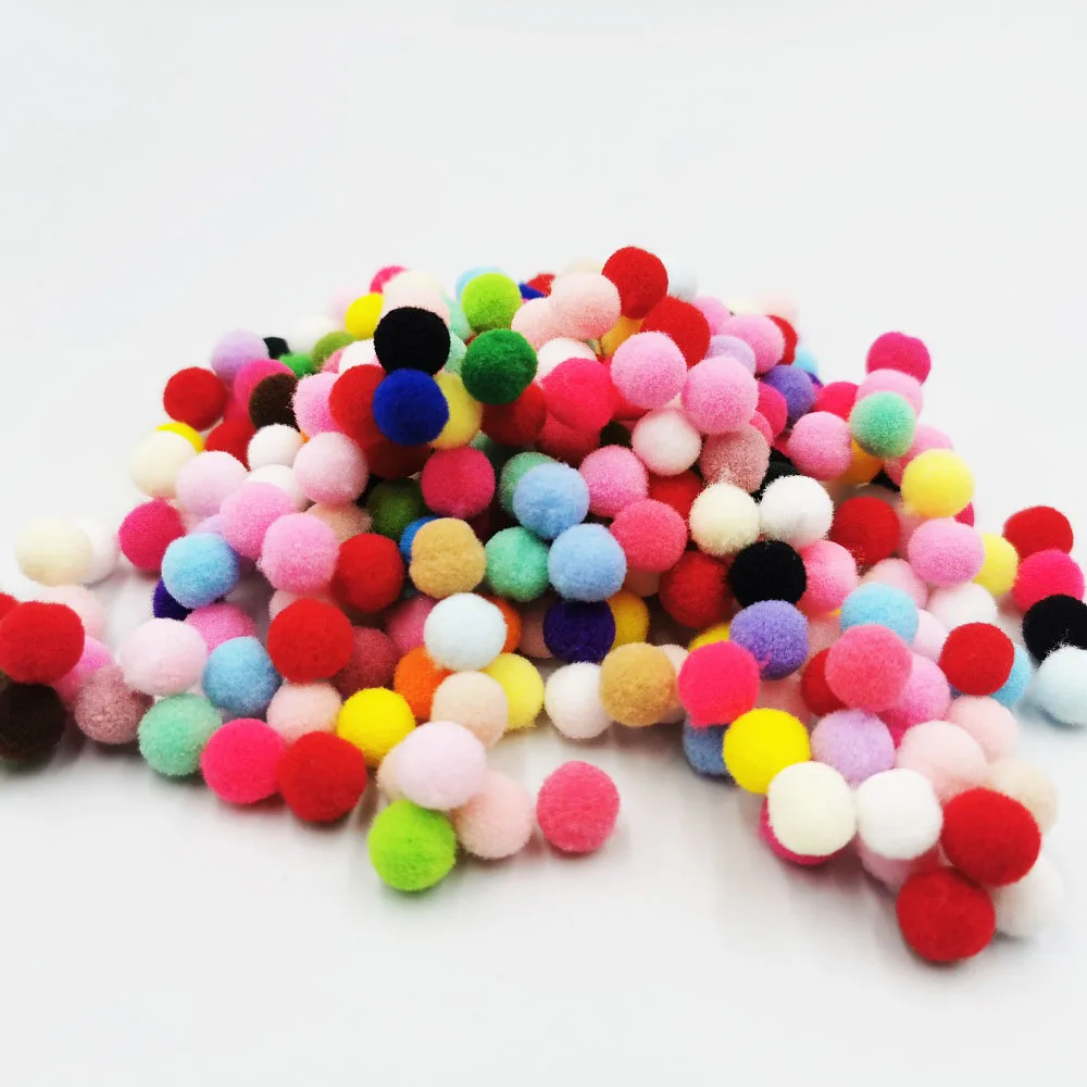 300 Uds. Mini pompón de 10mm, pompones multicolores suaves, bola de peluche esponjosa, juguetes para niños, decoración navideña hecha a mano,