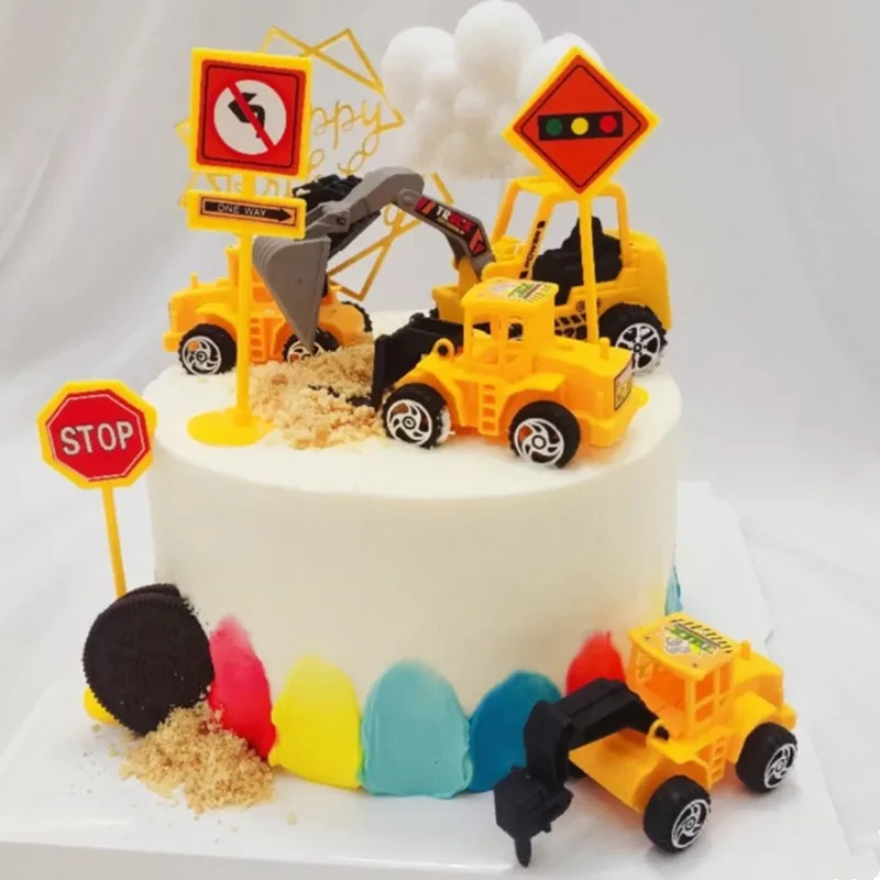 Decoración de fiesta de construcción, adornos para pasteles, vehículo de ingeniería, coche, recuerdo para hornear para niños, fiesta de cumpleaños, Baby Shower