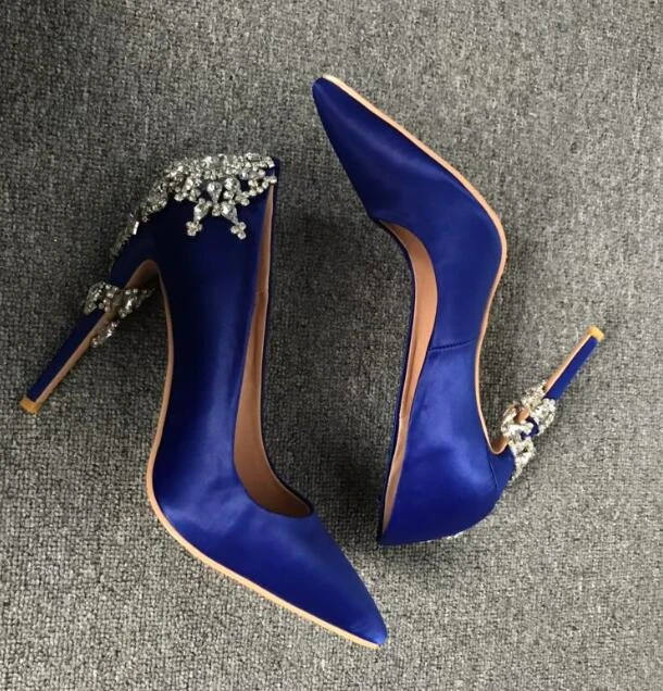 Blue fashion crystal heels