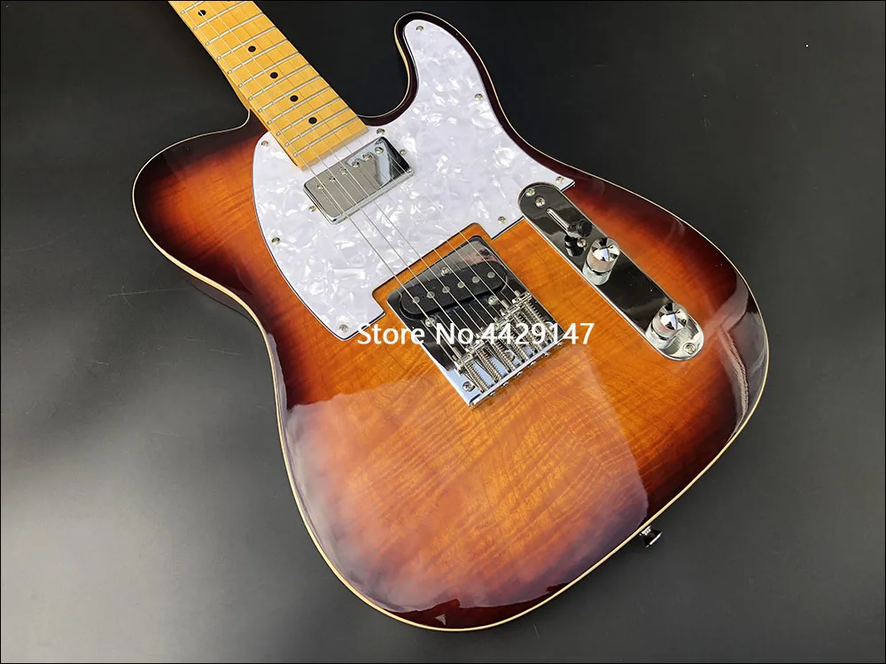 High-quality TL electric guitar with flame maple gyro and maple fingerboard can be customized and delivered free of charge!