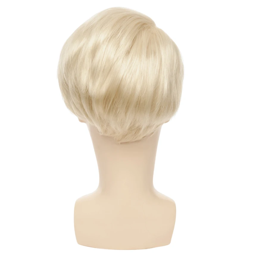 Gres Short Blonde Wigs Men Synthetic Wig Male Straight Side Parting High Temperature Fiber