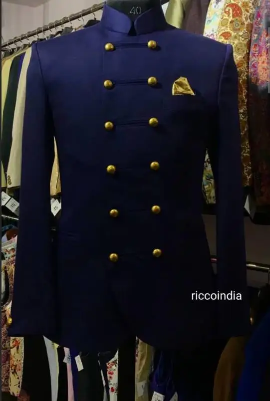 Costume bleu marine pour hommes, olympiques Capitaine, veste et pantalon, marié, mariage, coupe couvertes, smoking de fête imbibé, blazer 2 pièces,