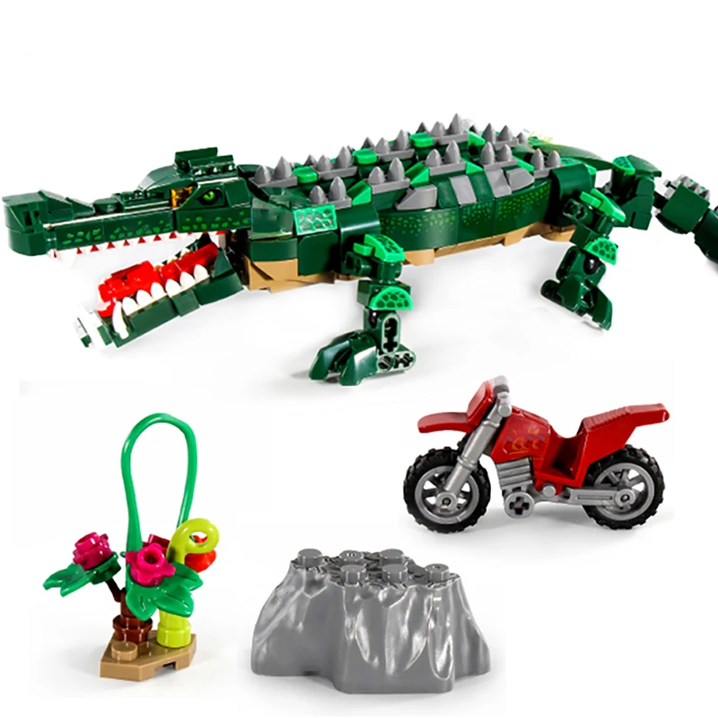 520pcs Jurassic Sarcosuchus Imperator Crocodile Building Blocks with Figures Dinosaur Animal World Bricks Children Toys Kids