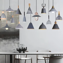 Modern Pendant Light Gray Lampshape Industrial Led Suspend Lamp for Living room Parlor Foyer Pendant Lampadario Luminaire