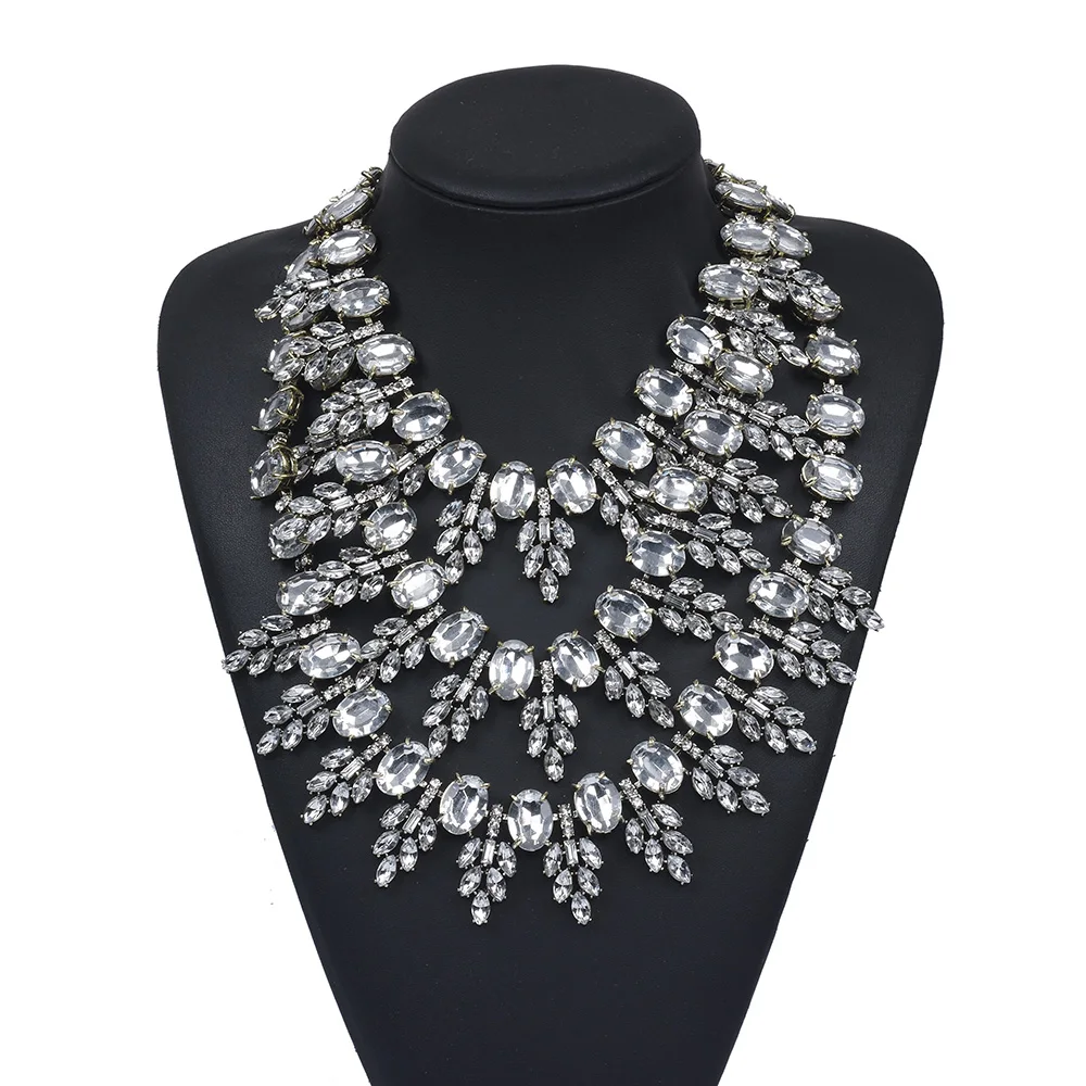 

Роскошные многослойные хрустальные стразы, большие колье-чокеры, женские индийские массивные вечерние клубные ожерелья с большим воротником, ювелирные изделия