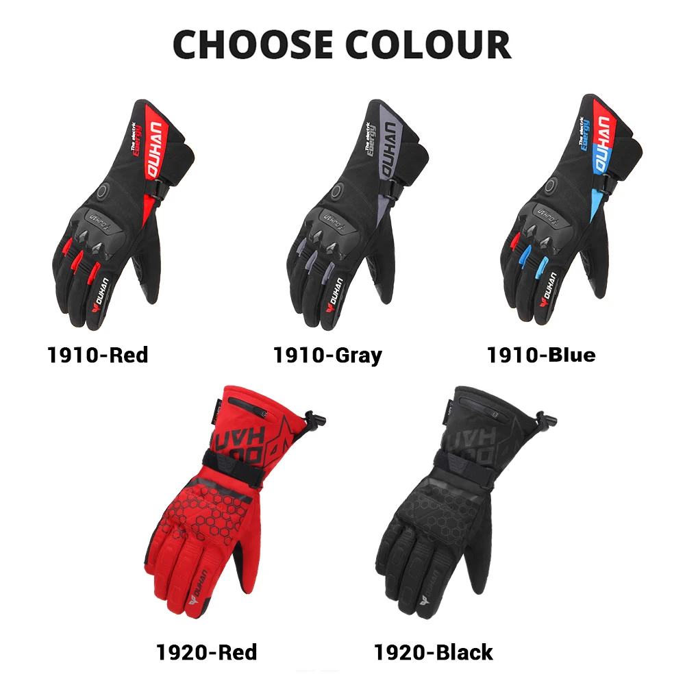 DUHAN Motorcycle Gloves Heated Waterproof Gloves Windproof Heating Guantes Moto Protection Winter Motorbike Riding Accessories