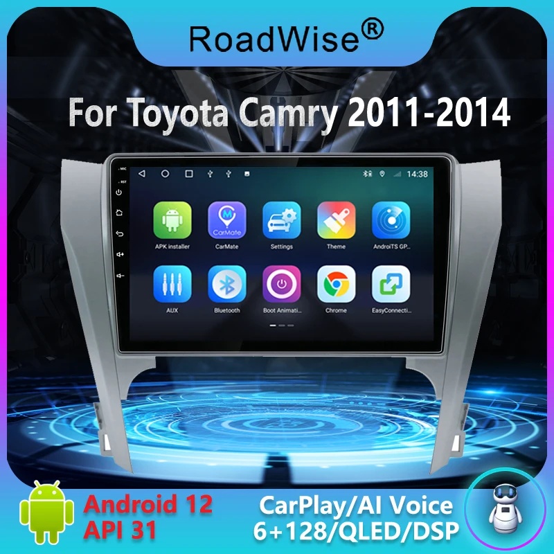 

Roadwise 8+256 Android Car Radio For Toyota Camry 8 50 55 2011 2012 2013 2014 Multimedia Carplay 4G Wifi GPS DVD 2 DIN Autoradio