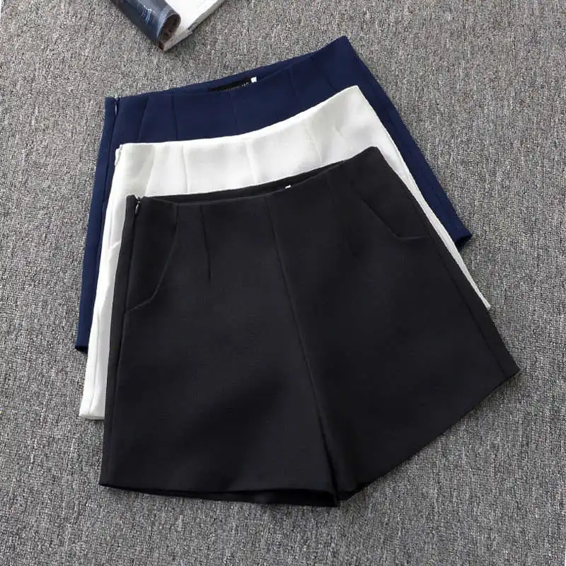 Summer Shorts For Women Thin Pink Black White Elegant High Waist Suit Shorts Women Bottoming Loose Wide Leg Casual Shorts C7284