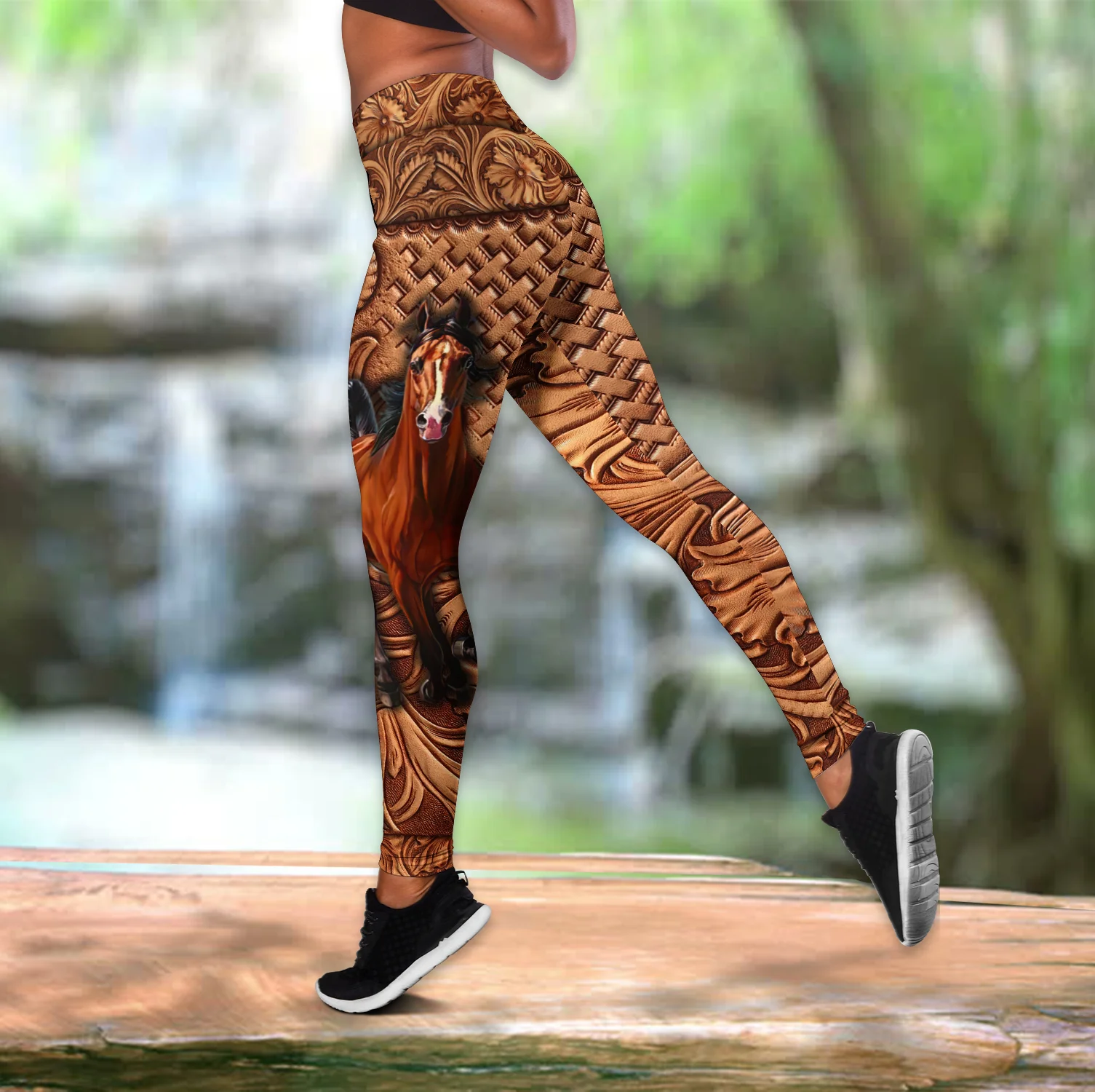 Ensemble haut et leggings pleine longueur pour femme, pantalon de course, art du cheval d'amour, imprimé en 3D, creux, précieux, magnifique, fitness, DDK71