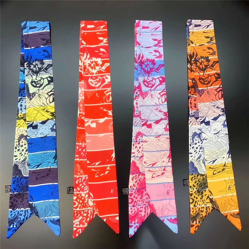 

2023 New Brand Bag Scarf Hair Tie Skinny Silk Scarves Design Foulard Neckerchief Fashion Hair Scarf Headband For Ladies