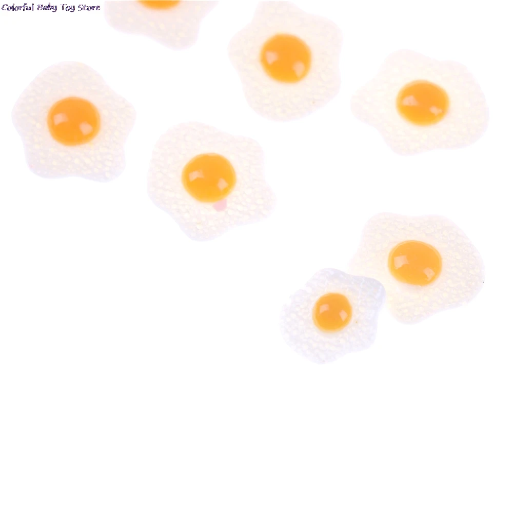 10PCS S L Diy Resin Fried Egg 1:12 White Egg Flatback Cabochons Dollhouse Miniature Food DIY Scrapbooking