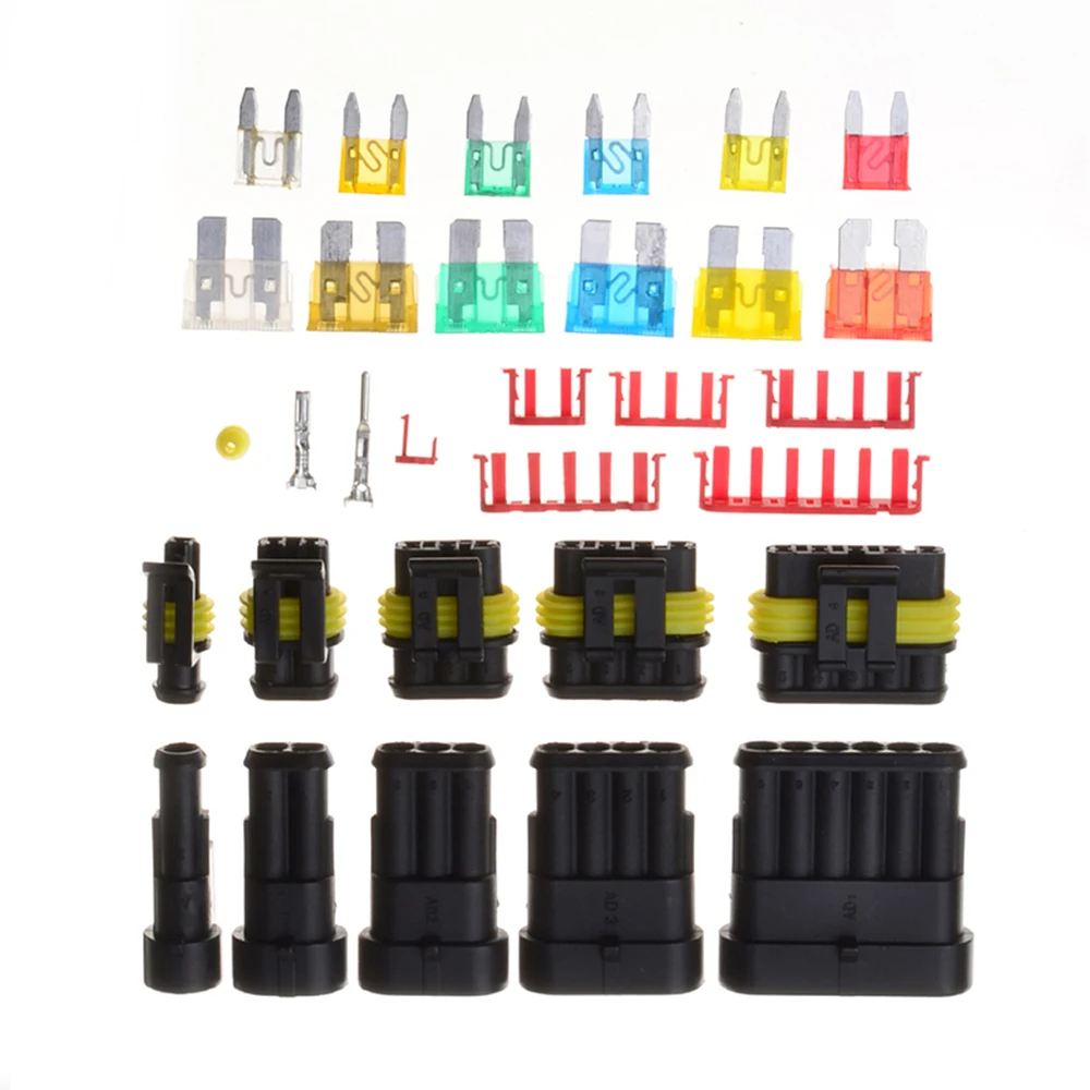 240Pcs HID Waterproof Connector Sets Kits with Crimp Terminal and Car Fuse1