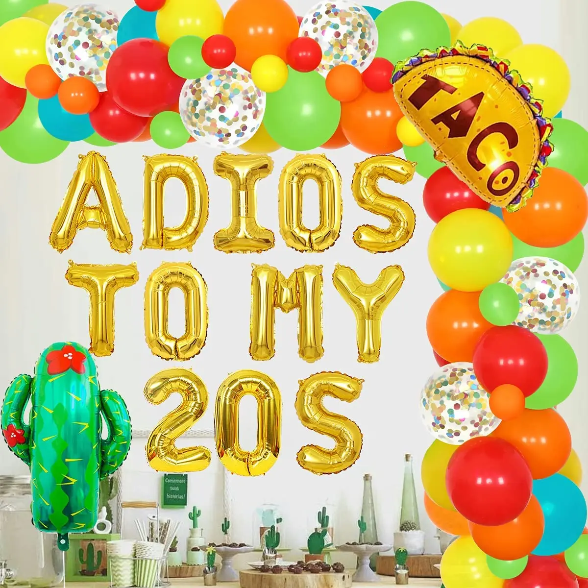 

Mexican Fiesta 30th Birthday Party Decorations Adios To My 20S Balloon Garland Kit for Taco Bout Thirty Birthday Party Supplies