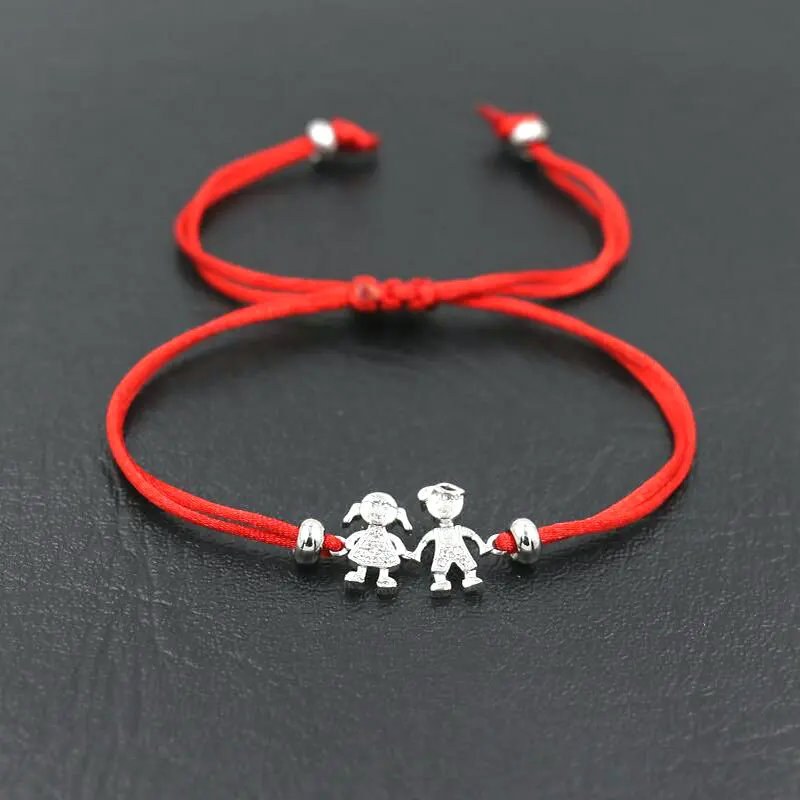 BPPCCR Sweet Cute Family Boys And Girls Braid Rope Bracelets Red Cords Line Thread String Bracelet For Sister Brother Pulseira