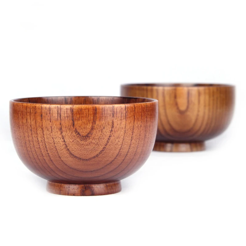 1Pc Japanese Style Wooden Bowl Wood Rice Soup Bowl Salad Bowl Food Container Large Small Bowl For Kids Tableware Wooden Utensils