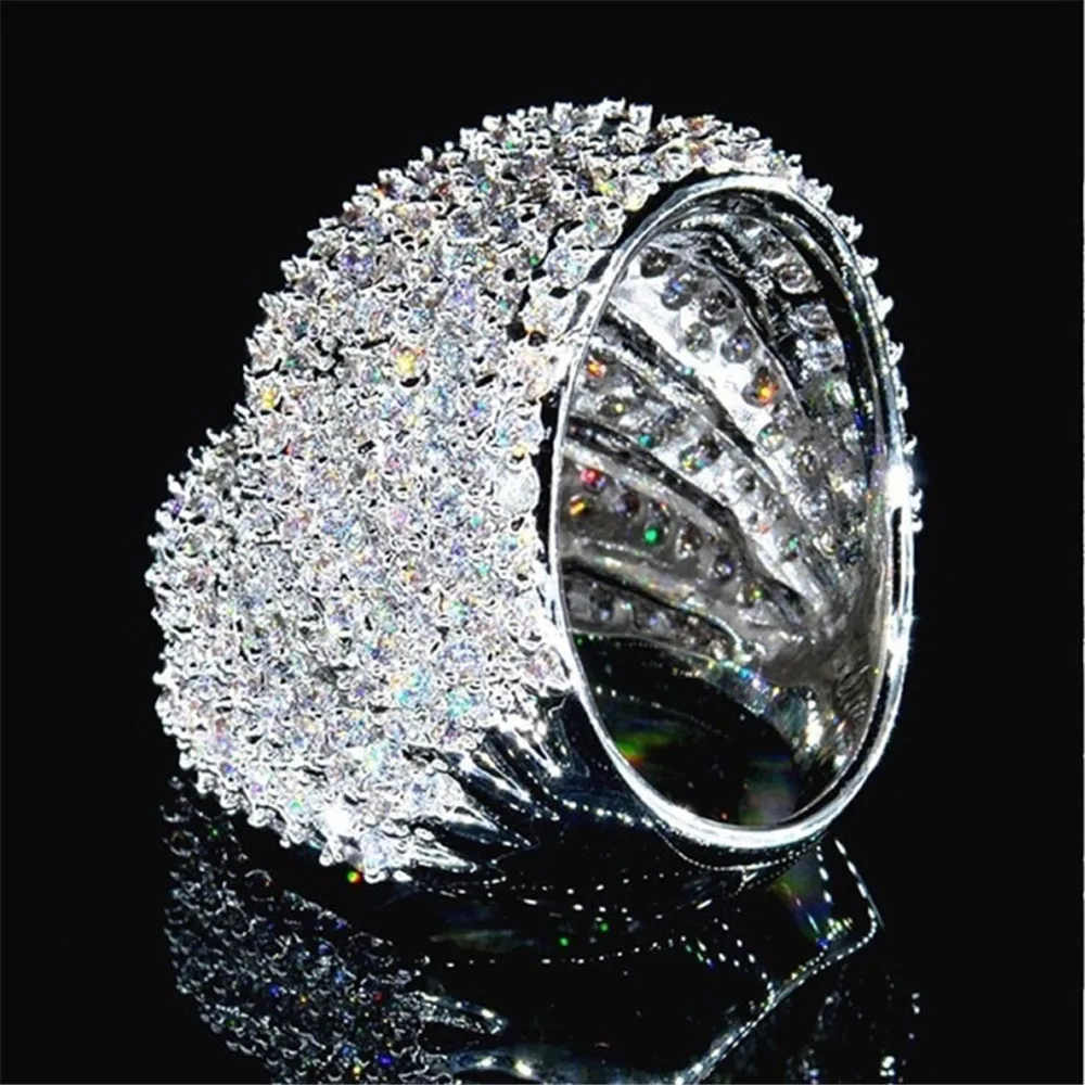 Luxury Jewelry Multilayer Zircon Charm Ladies Ring Popular Accessories Engagement Wedding Ring Lover Gift