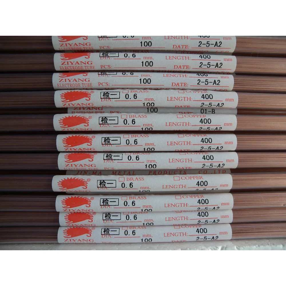 Tử Dương Đồng Điện Cực Ống 1 Lỗ OD0.6 * 400Mm ID0.2mm Cho EDM Máy Khoan