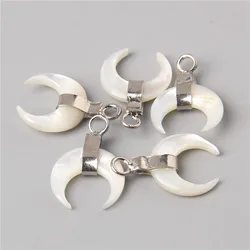 2PCS Natural Shell Crescent Pendant White Mother of Pearl Shell Moon Charms Pendants For Jewelry Making DIY Necklace Accessories