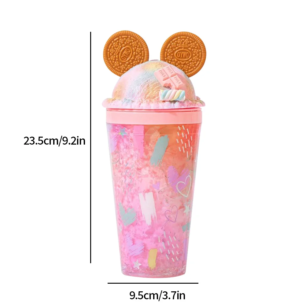 450ml Summer Ice Cup Double Layer Cold Storage Cup Girl Ice Storage Container Creative Modeling Crushed Ice Cup Water Container