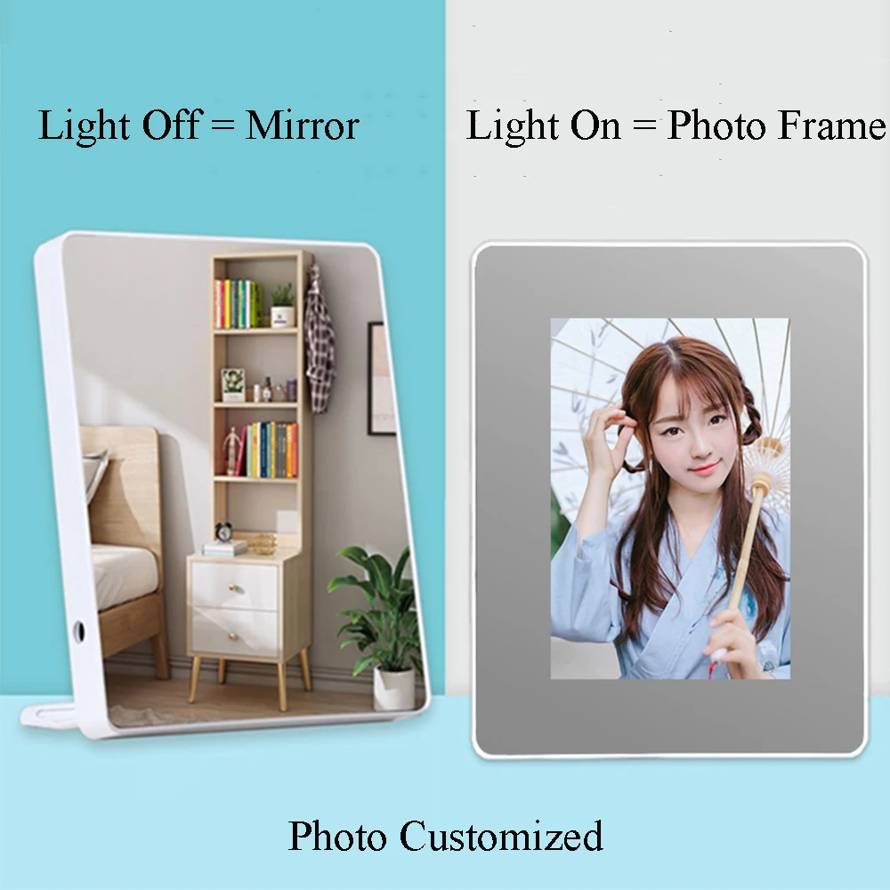 Customized Photo Frame Table Lamp Bedside USB Night Light Wedding Birthday Valentine Love Gift Photo DIY Magical Mirror LED Lamp