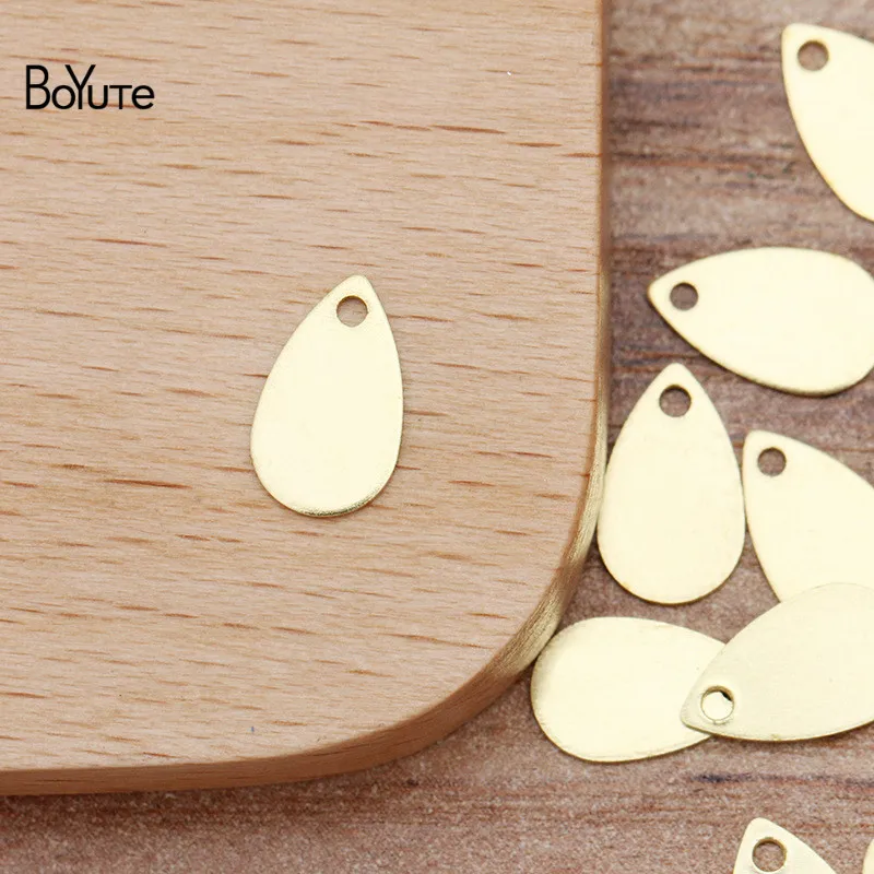 BoYuTe (200 Pieces/Lot) 10*6MM Metal Brass Stamping Water Drop Charms for Jewelry Making