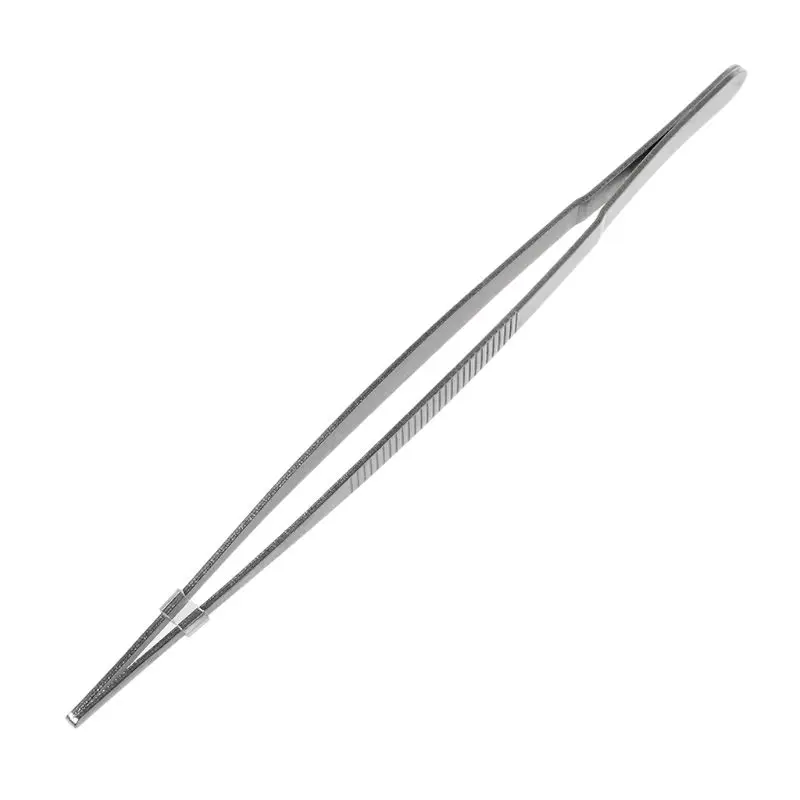 Pinzette dentate Barbecue pinze per alimenti lunghi in acciaio inossidabile dritto casa pinzette mediche giardino cucina BBQ strumento 5 dimensioni