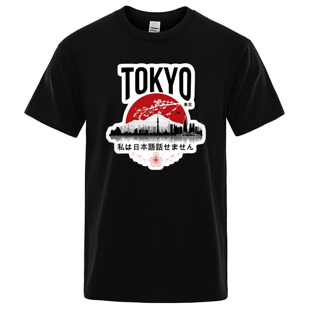 Tokyo Print T-shirts I Don\'t Speak Japanese Design Man\'s T-shirt Men Clothes 2023 Summer T Shirt Men\'s Brand Black Tops Tees