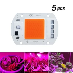 5Pcs LED Grow COB Light Chip Full Spectrum AC 220V 10W 20W 30W 50W No need driver For Growth Flower Seedling Grow Plant Lighting