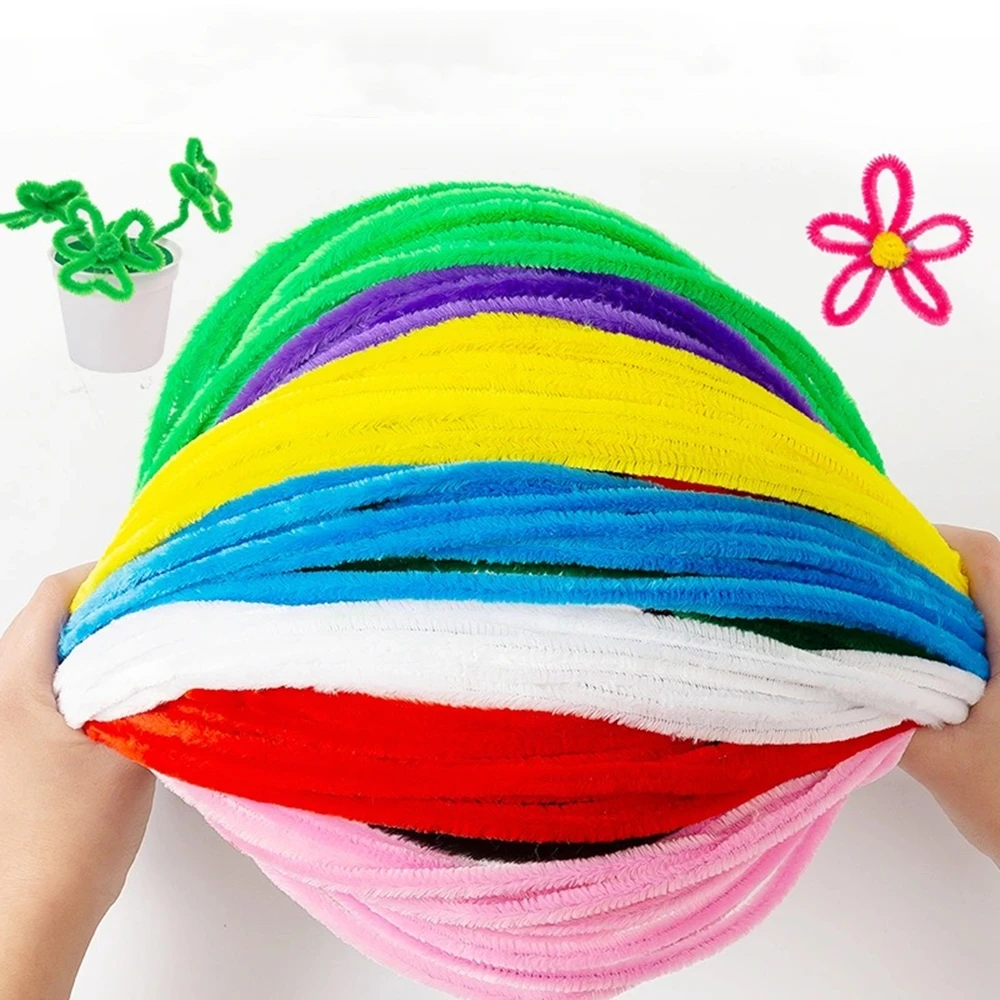 100pcs Kids Creative Colorful Diy Plush Chenille Sticks Chenille Stem Pipe Cleaner Stems Educational Toys Crafts For Children