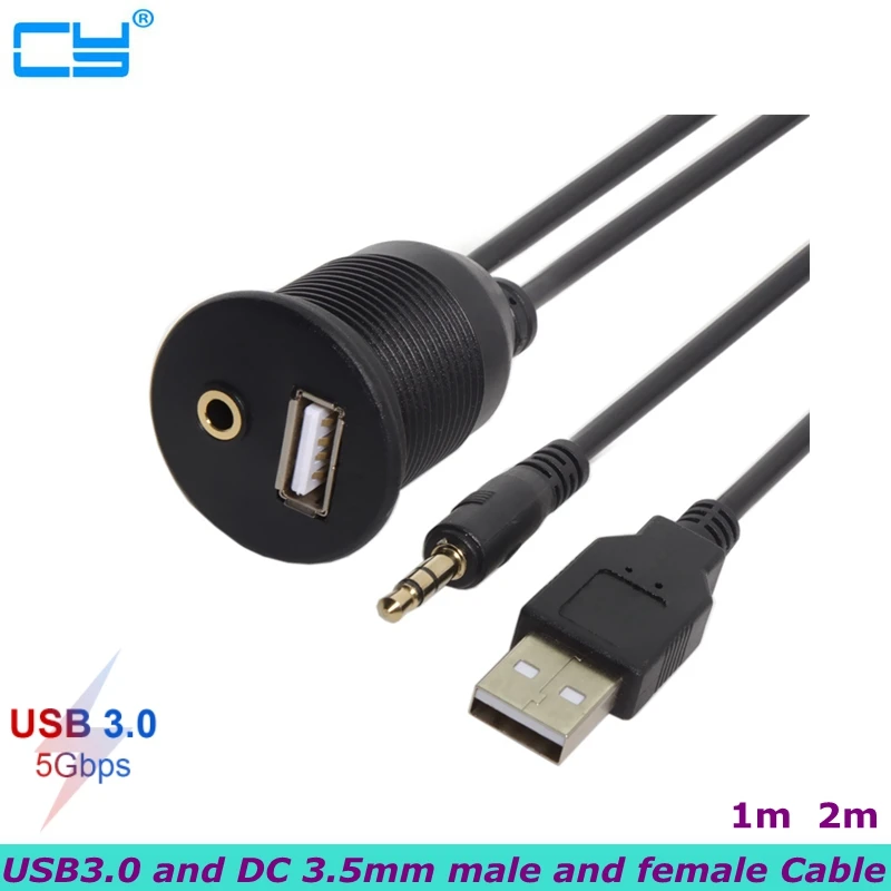 

2m 5gbps USB3.0/2.0 and DC 3.5mm male and female Instrument Panel Waterproof Installation Cable, Suitable for Ships,Cars