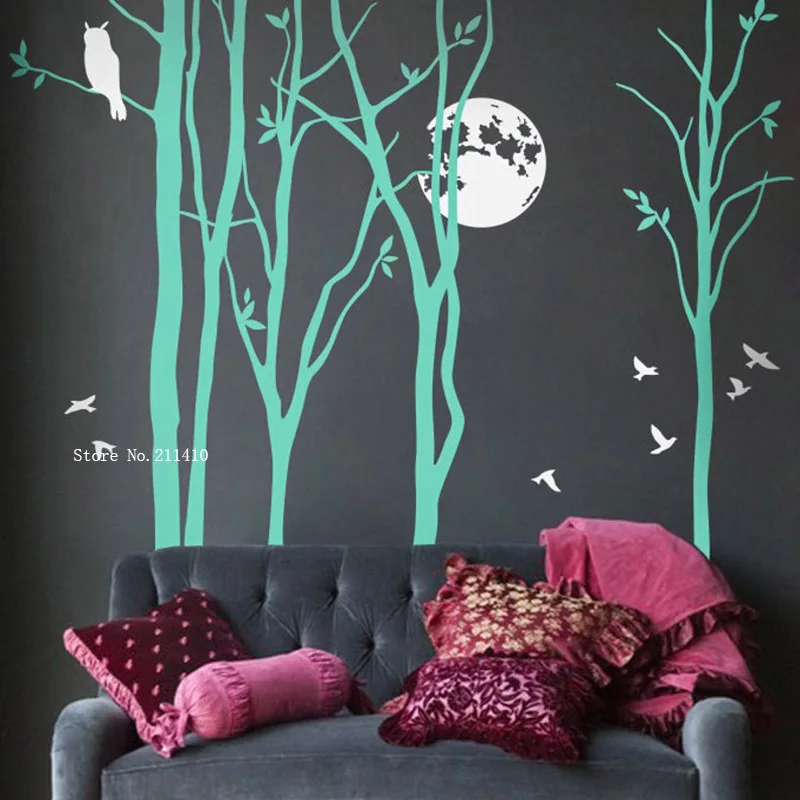 

Beautiful Tree Vinyl Wall Decals Withered Branches Nursery Home Decor Owl In The Night Natural Murals Wall Sticker YT3611