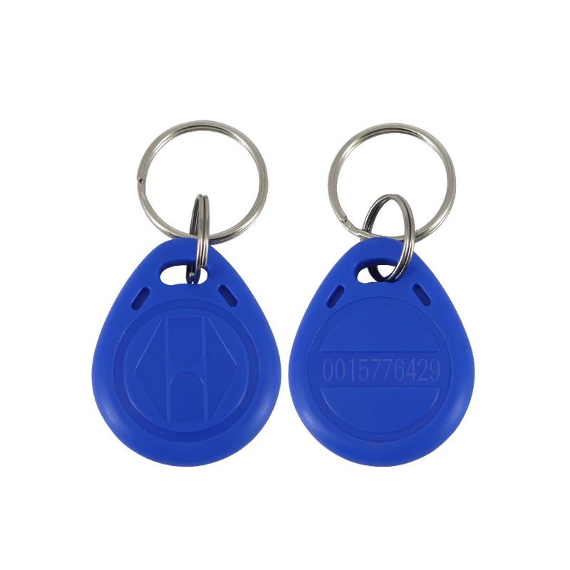 RFID Key Fobs para entrada de porta, identificação de proximidade, token tag, leitura de chip, cor opcional, azul, vermelho, amarelo, 125kHz, 100pcs