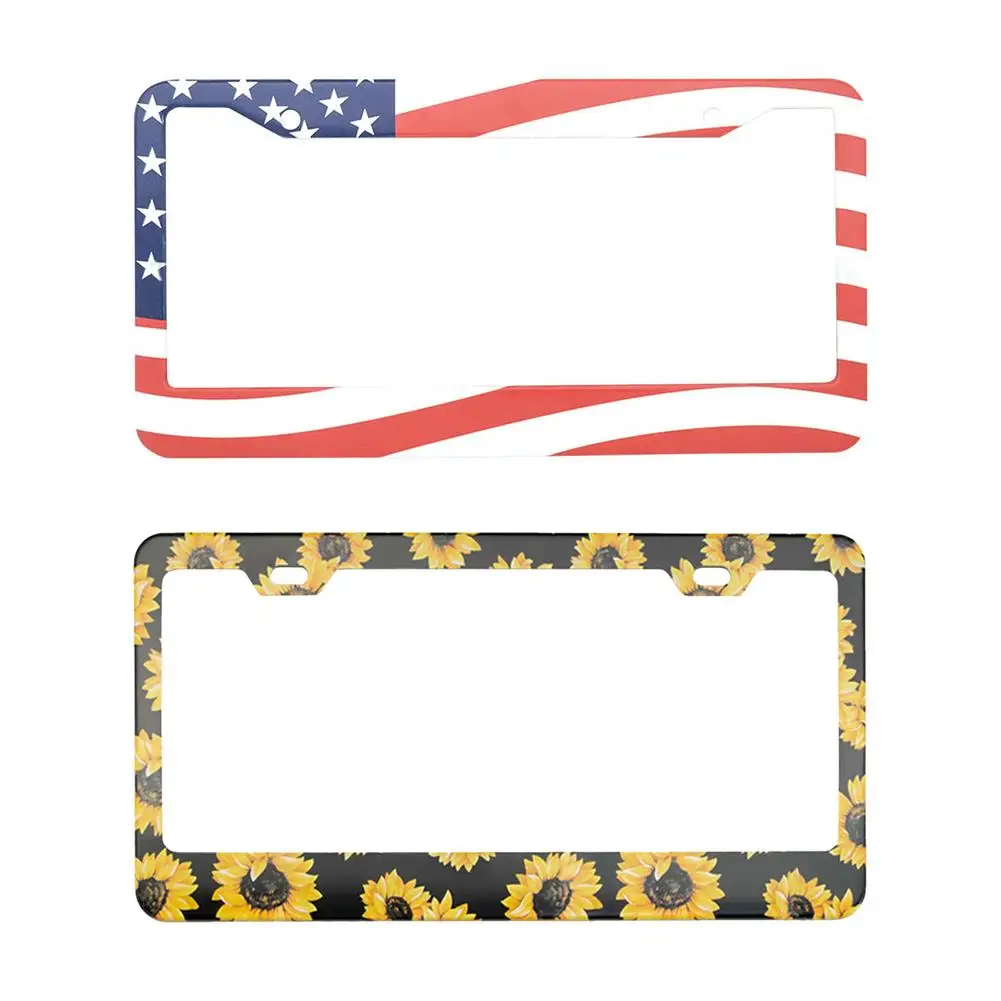 American Suower Aluminum Car License Plate Frame Universal Size Easy To Install Frame Halloween Camouflage License Bracket