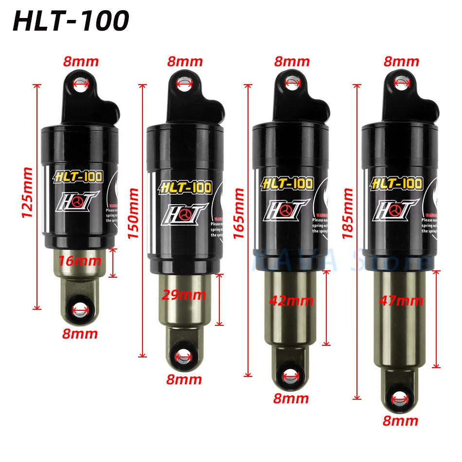 HTL-100 mountain bike rear shocks / 125/150/165 / 185mm 850/1000 lbs aluminum alloy spring Shock for e-bike snowmobile