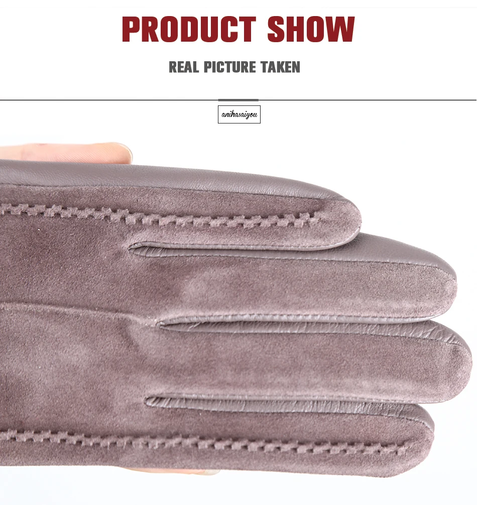 Good Quality Touch Gloves Color Winter Women's Leather Gloves Genuine Suede 50% Genuine Leather 50% Women's Gloves -2007