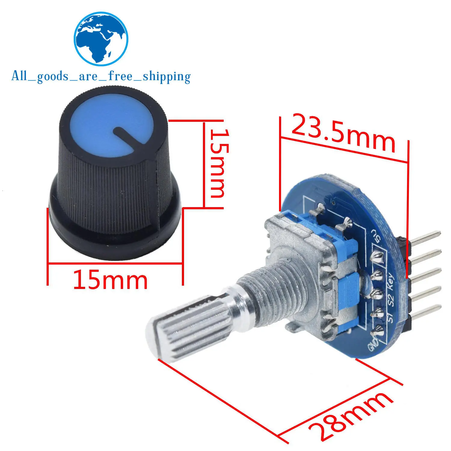 TZT 1/3PCS Drehgeber Modul für Arduino Ziegel Sensor Entwicklung Runde Audio Rotierenden Potentiometer Knopf Kappe EC11 – Detail 12