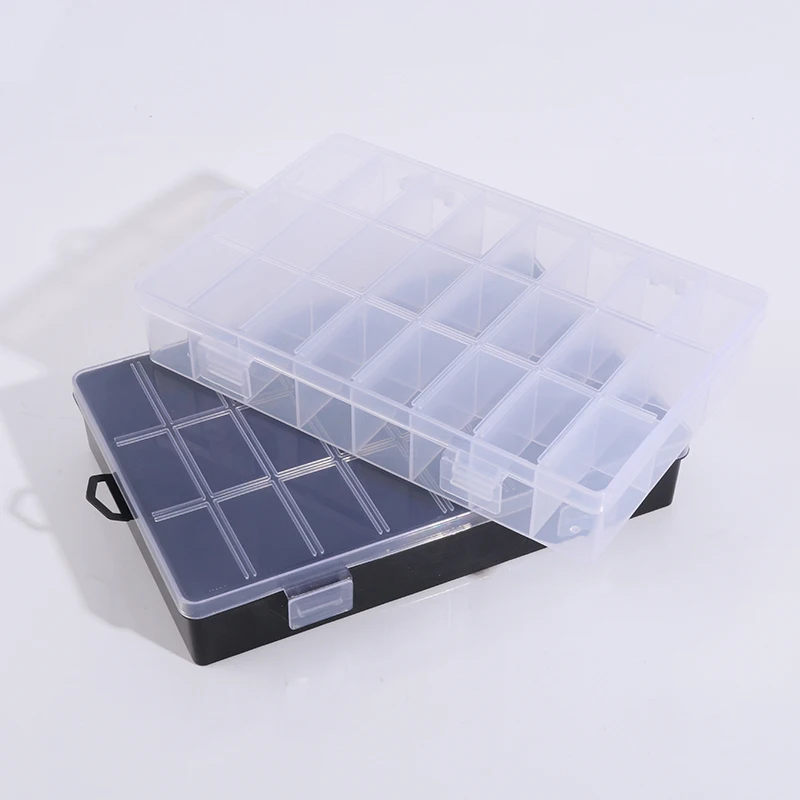 Clear Jewelry Box 24 Grids Plastic Bead Storage Container Earrings Organizer