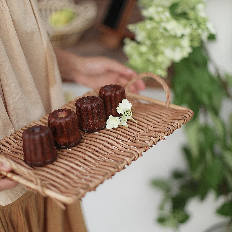 Rattan Plate Dinner Plates Sushi Plate Fruit Bread Cake Service Borden Servies Dessert Plates Christmas Dinning Room Decoration