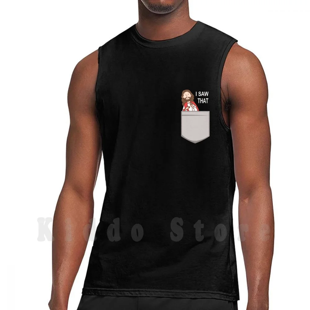 Funny God Jesus Meme Gift-I Saw That Tank Tops Vest Sleeveless Christian Jesus God Funny Religion Faith Jesus Saves
