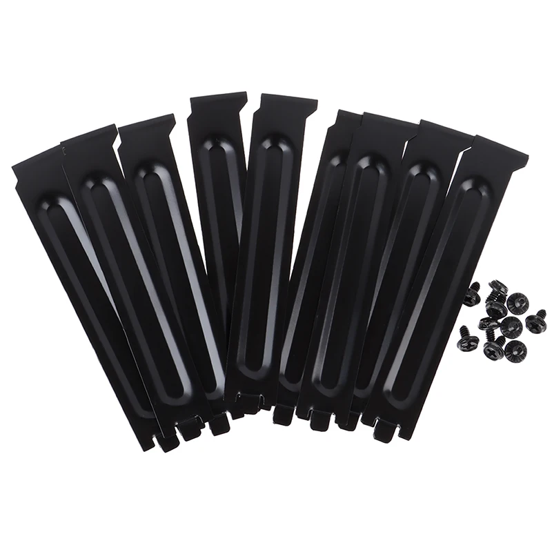 10pcs Black PCI Chassis Slot Covers Bracket with Screws, Dust Filter Blanking Plate Covers Bracket  Hard Steel PCI Slot