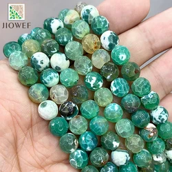 8mm Natural Green Frost Cracked Dream Fire Dragon Veins Agates Round Beads for Jewelry Making Diy Bracelet Earrings 15'' Strand