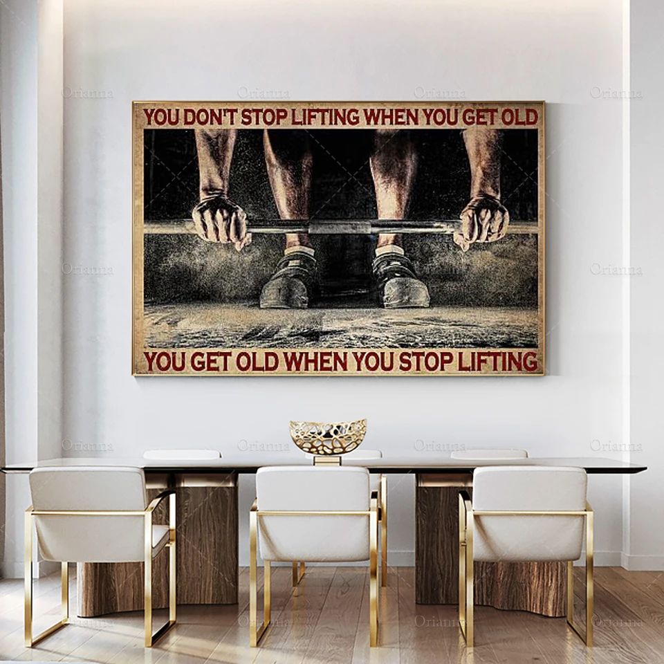 You Don'T Stop Lifting When You Get Old Poster, Lifting Poster, Modern Home Decoration Abstract Wall Art Oil Painting Canvas