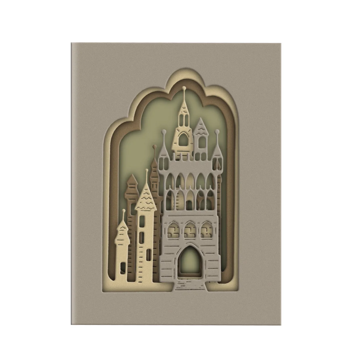 For DIY 3D Postcard Layered Metal Cutting Dies Scrapbooking Middle Age European Castle Card Cover Paper Art Work Decorating