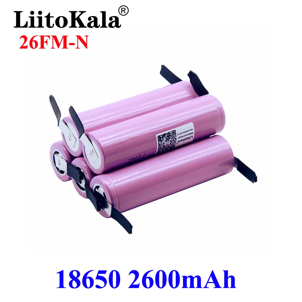 LiitoKala 18650 2600mAh akumulator akumulator ICR18650-26FM 20A rozładowanie akumulator litowo-jonowy 15A bateria ogniwowa + DIY nikiel