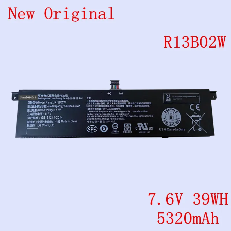 

New Original Laptop Li-ion Battery R13B02W for Xiaomi Mi Air 13.3" Series Tablet R13B01W 7.6V 39WH 5320mAh