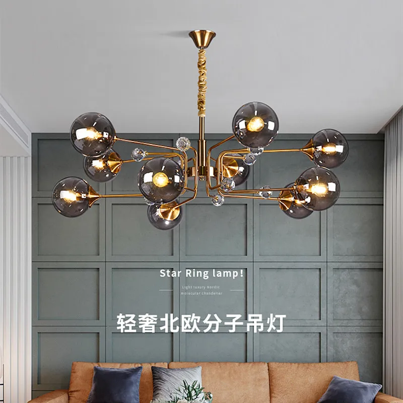 

Modern Living Room Bedroom Molecular Light Creative Glass Ball LED Hanging Light Nordic Kitchen Island Dining Room Chandelier