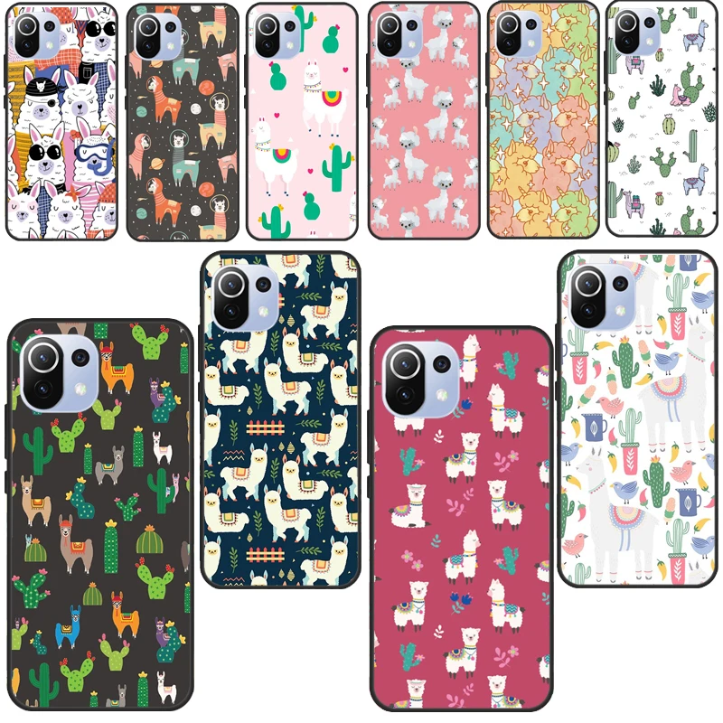 Llama Alpaca pattern For Xiaomi Mi 11 Lite 9T 10T Pro A3 Mi Note 10 Lite Case For POCO F3 F2 M3 X3 Pro Fundas