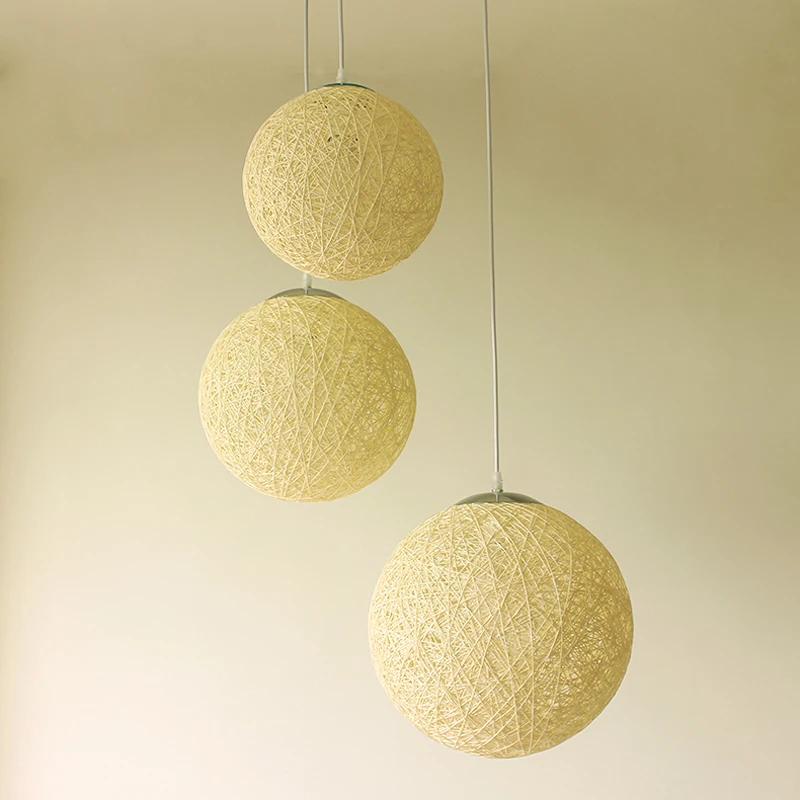 Rattan hemp ball restaurant modern minimalist casual mood chandelier clothing store bar bedroom lamp hemp rope chandelier